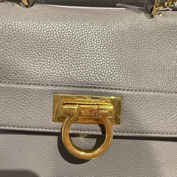 Salvatore Ferragamo  Sofia Gancini Shoulder Handbag (Grey Leather) - Picture 5 of 8